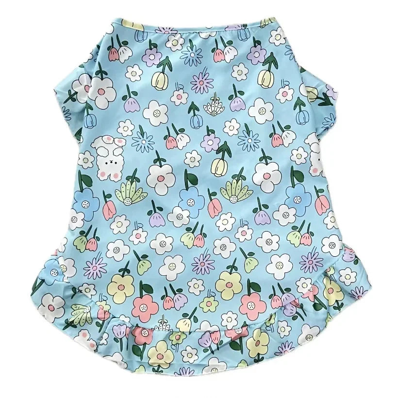 Summer Print Dog Shirt Dress