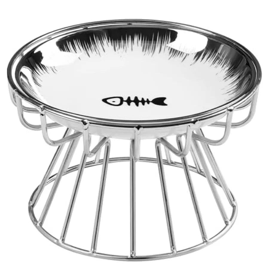 Cute Raised Ceramic Dish with Metal Stand