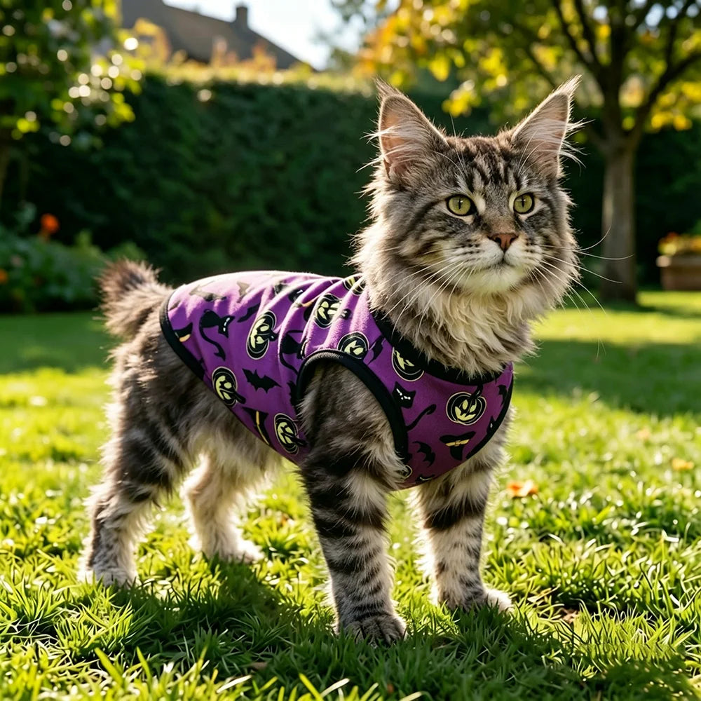Pumpkin Print Halloween Shirt for Small Pets