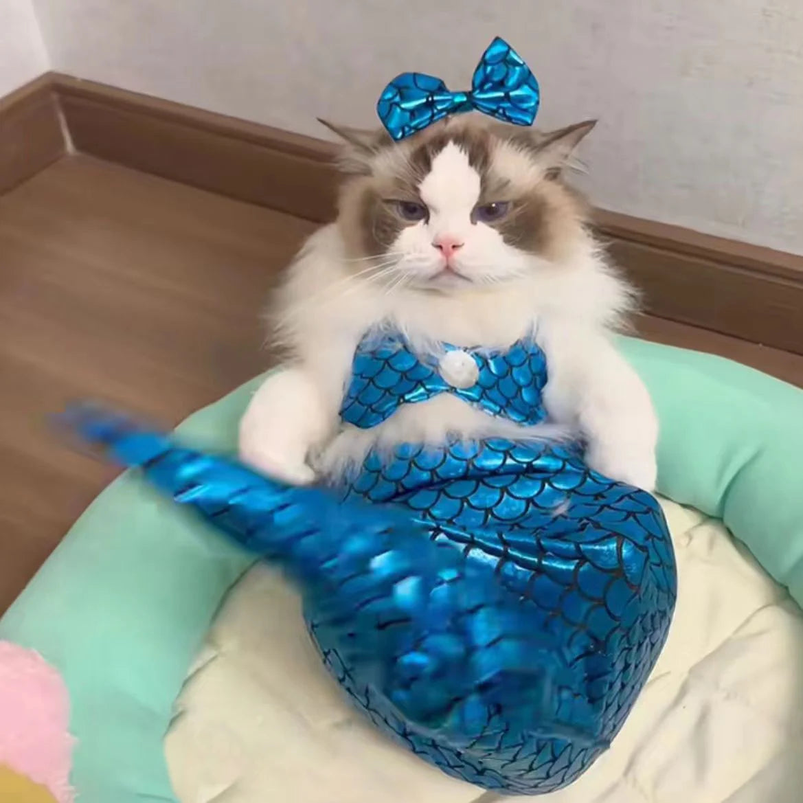Sparkling Mermaid Pet Costume in Pink or Blue