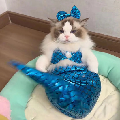Sparkling Mermaid Pet Costume in Pink or Blue