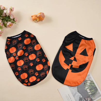 Pumpkin Print Halloween Shirt for Small Pets
