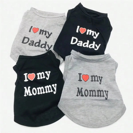 Pet T-Shirt I Love My Daddy Mommy