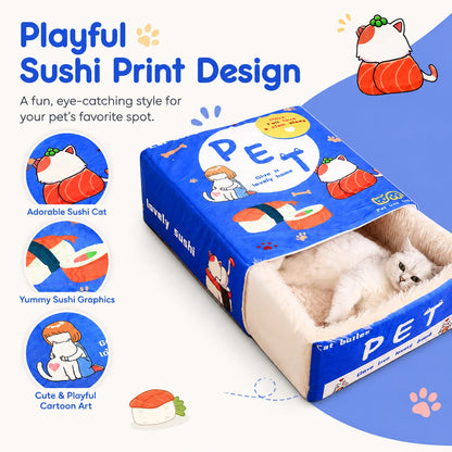 Semi-Enclosed Cute Cozy Cat Bed