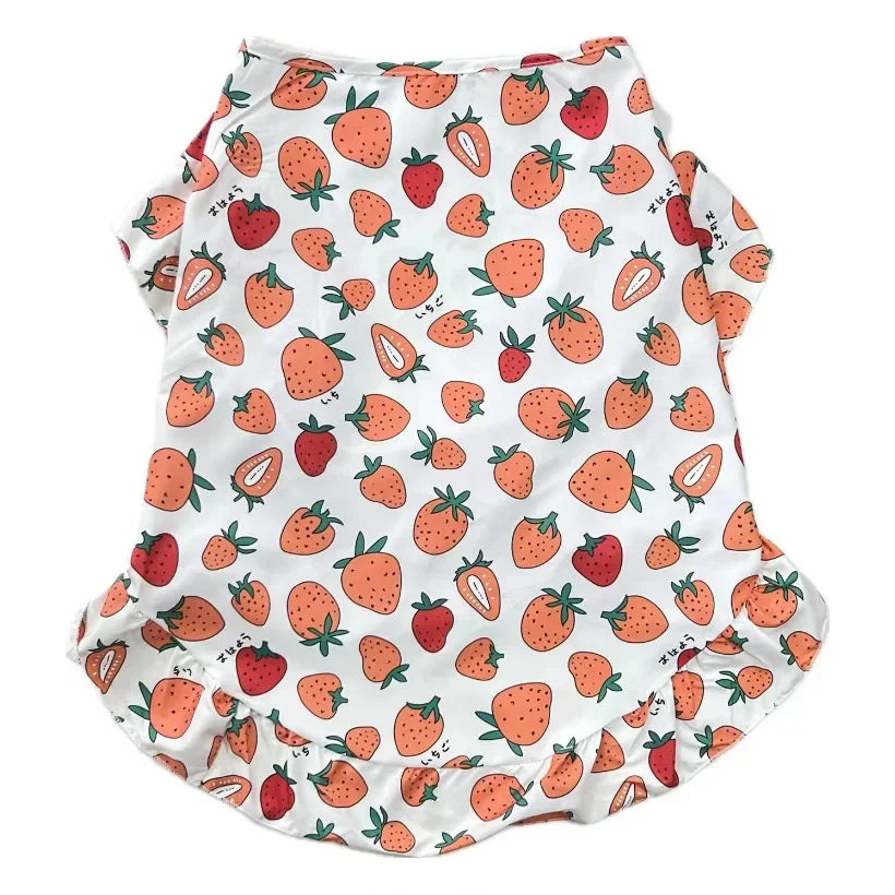 Summer Print Dog Shirt Dress
