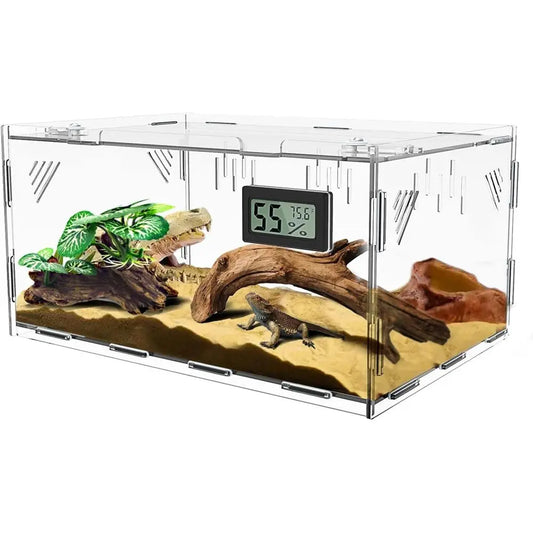 Acrylic Reptile Habitat with Thermometer