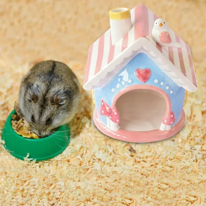 Adorable Ceramic Hamster Hiding Home
