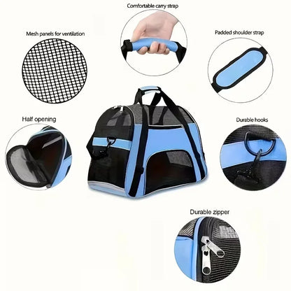 Sturdy Ventilated Travel Pet Carrier in Blue