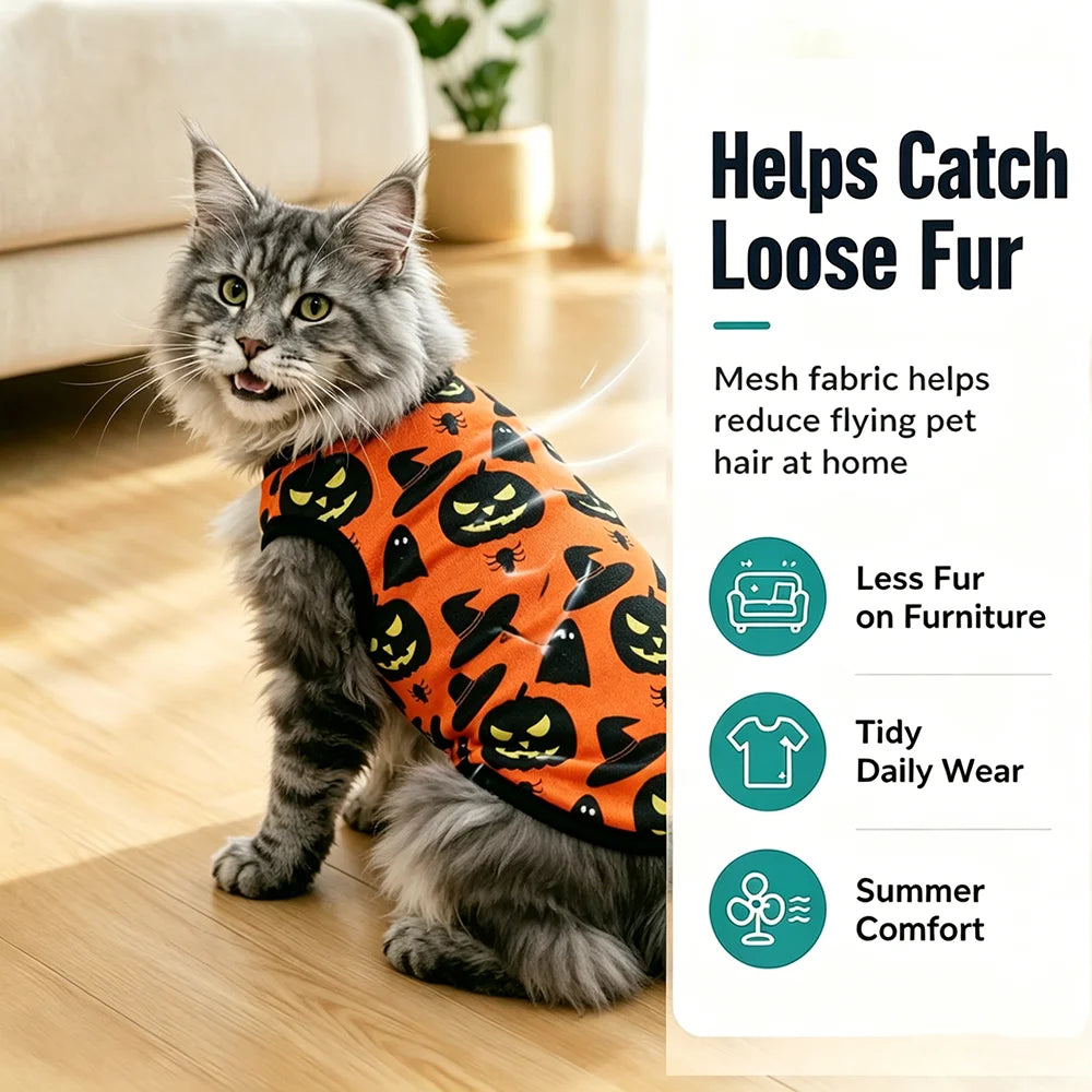 Pumpkin Print Halloween Shirt for Small Pets