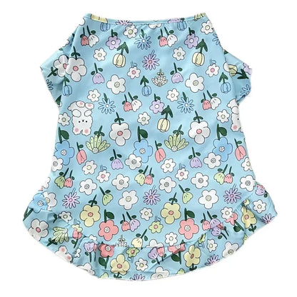 Summer Print Dog Shirt Dress