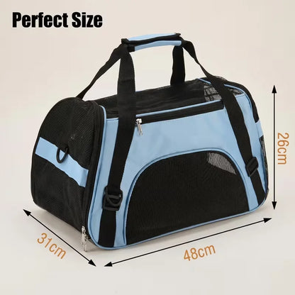 Sturdy Ventilated Travel Pet Carrier in Blue