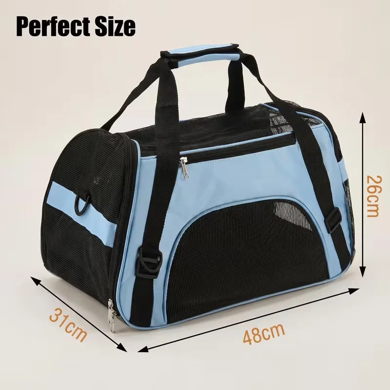 Sturdy Ventilated Travel Pet Carrier in Blue