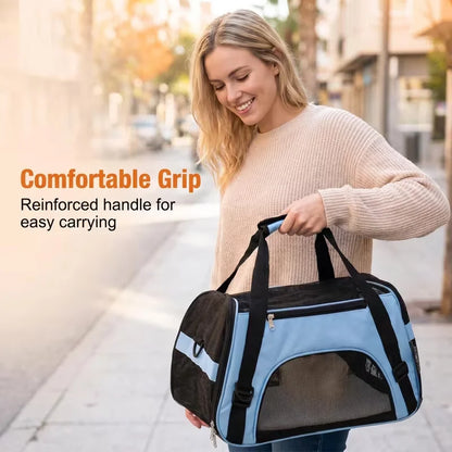 Sturdy Ventilated Travel Pet Carrier in Blue