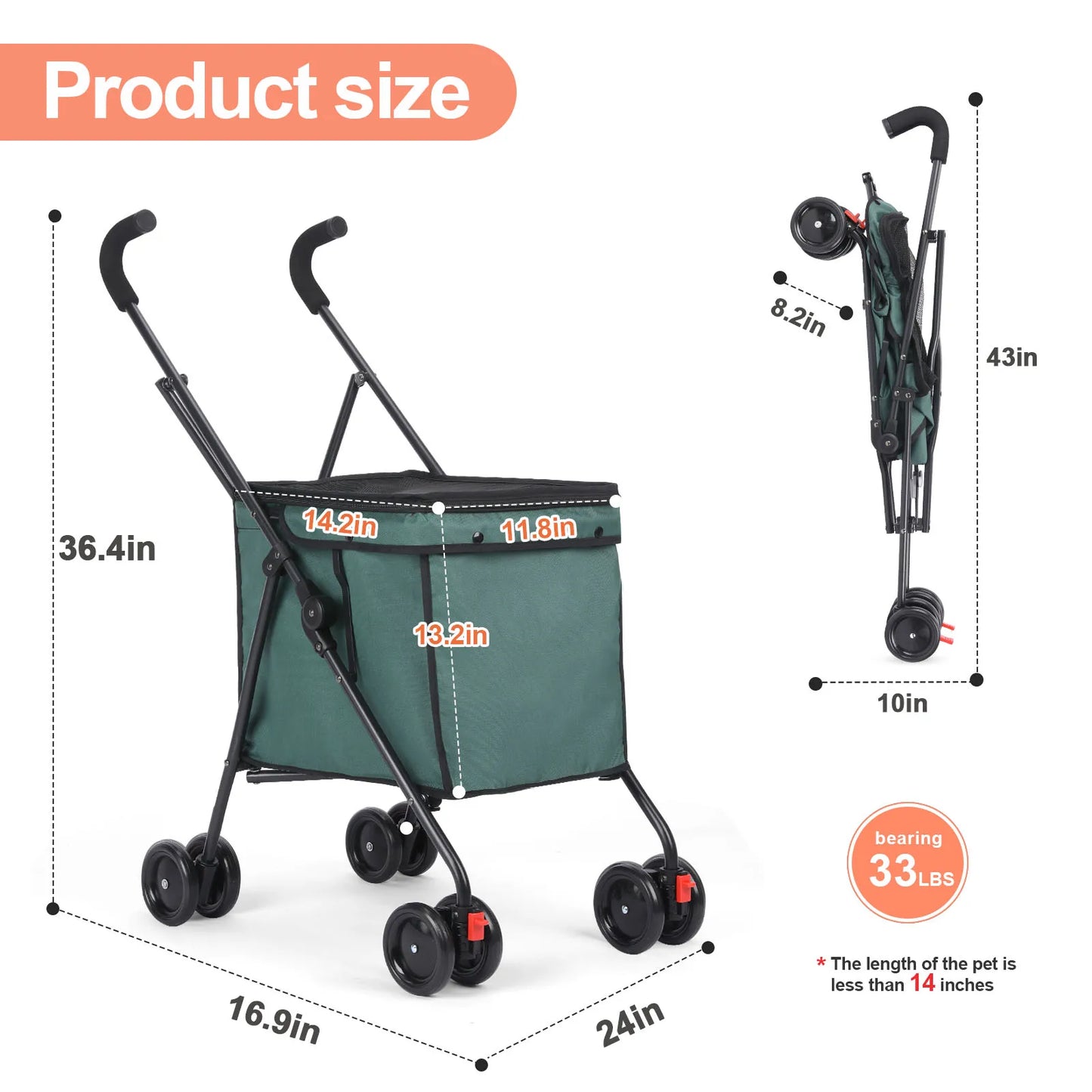 4 Wheel Shopping Dog Trolley