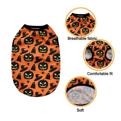 Pumpkin Print Halloween Shirt for Small Pets