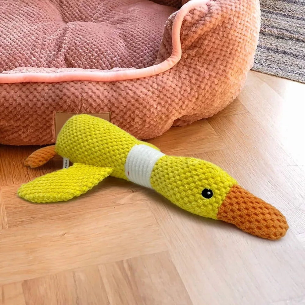 Adorable Yellow Duck Plush Dog Toy with Squeaker