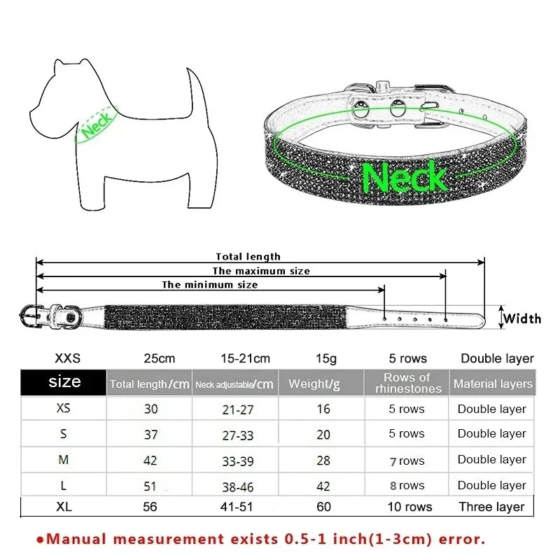 Comfortable Glitter Rhinestone Dog Collar