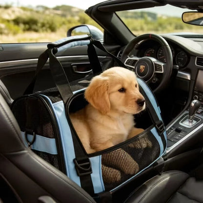 Sturdy Ventilated Travel Pet Carrier in Blue