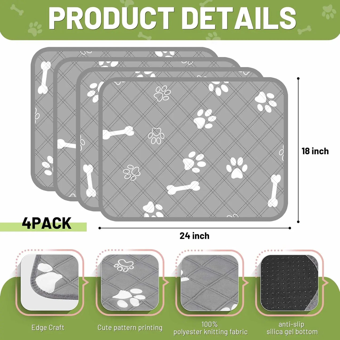 4-Pack Washable Pet Pee Pads