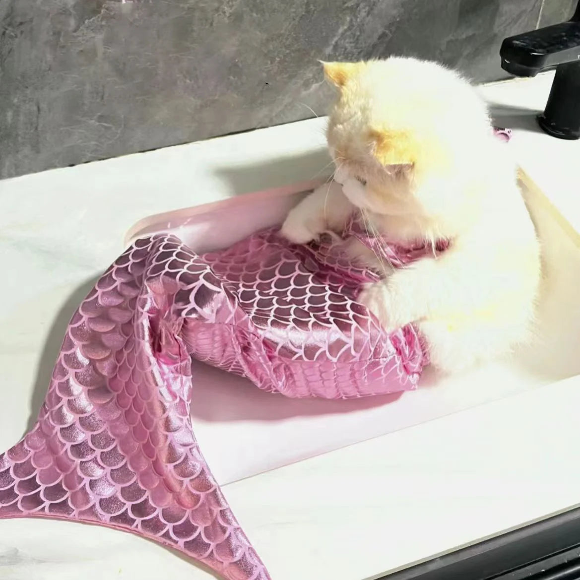 Sparkling Mermaid Pet Costume in Pink or Blue