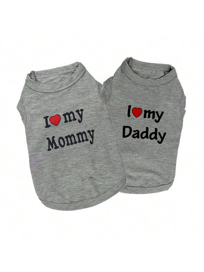Pet T-Shirt I Love My Daddy Mommy