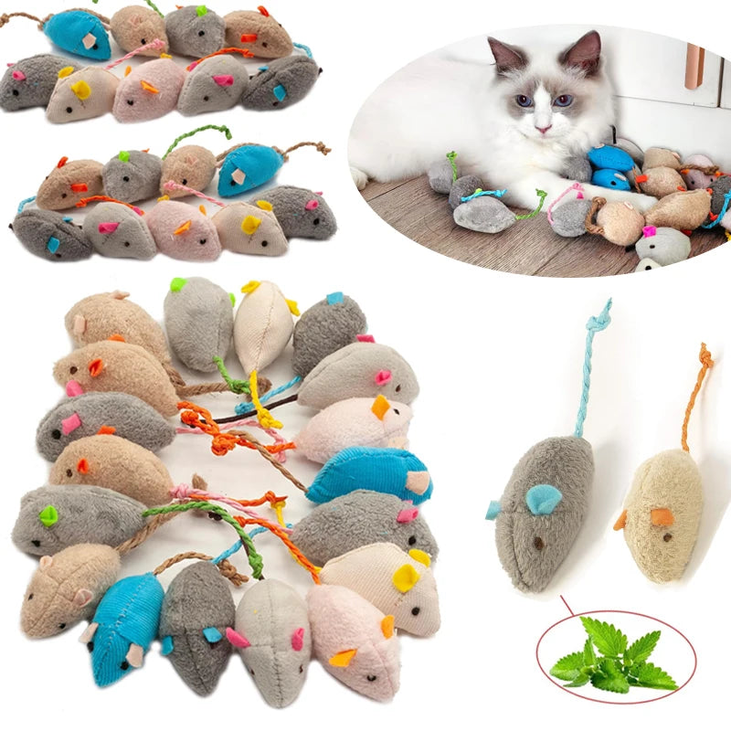Prefilled Catnip Rattle Cat Mouse Toys
