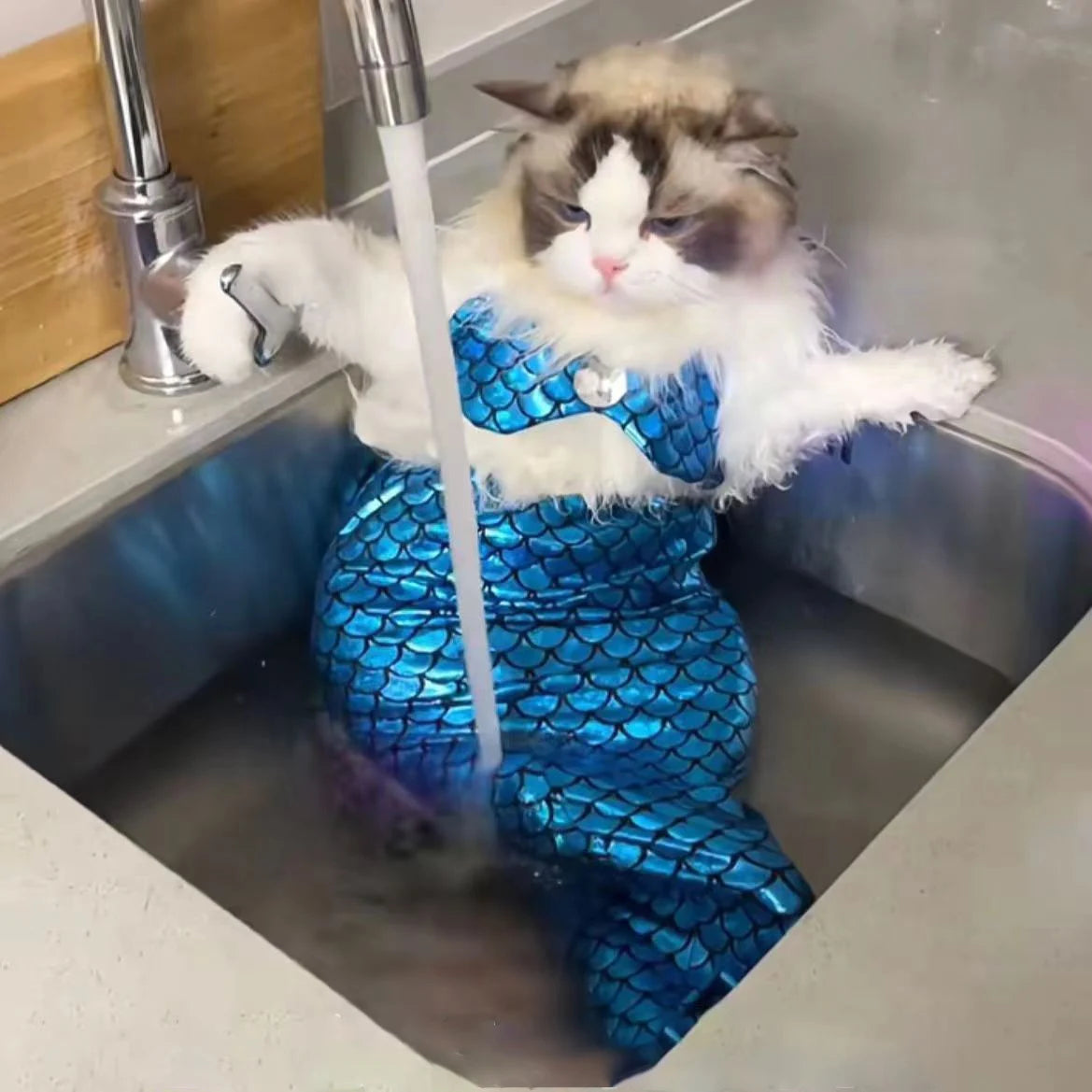 Sparkling Mermaid Pet Costume in Pink or Blue