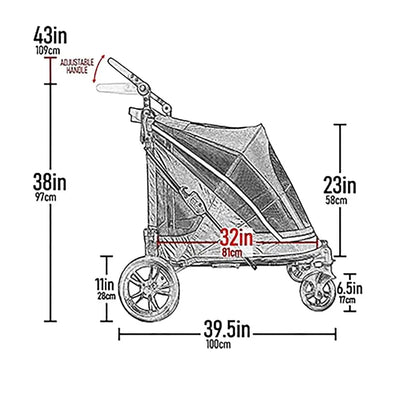 Roomy Pet Stroller with Dual Entry