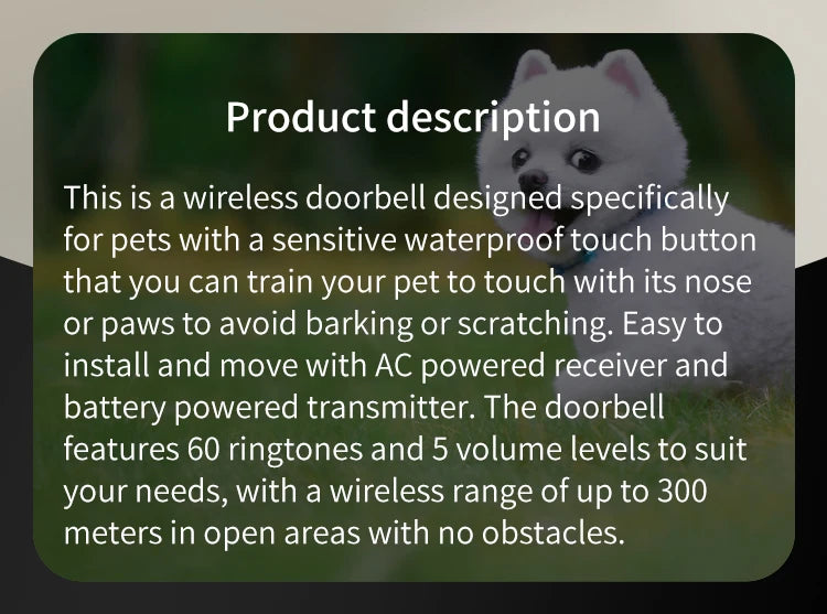 Touch Pet Doorbell for Cat or Dog Training