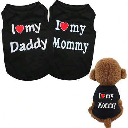 Pet T-Shirt I Love My Daddy Mommy