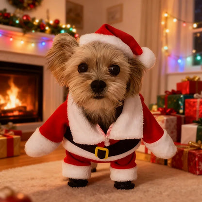 2-Piece Adorable Doggie Santa Claus Outfit