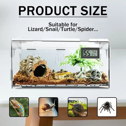 Acrylic Reptile Habitat with Thermometer