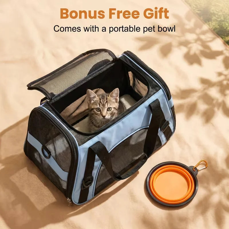 Sturdy Ventilated Travel Pet Carrier in Blue