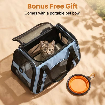 Sturdy Ventilated Travel Pet Carrier in Blue