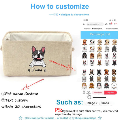 Personalized Pet Storage Box Free Name Image Print