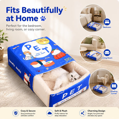 Semi-Enclosed Cute Cozy Cat Bed