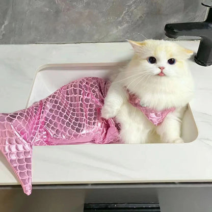 Sparkling Mermaid Pet Costume in Pink or Blue