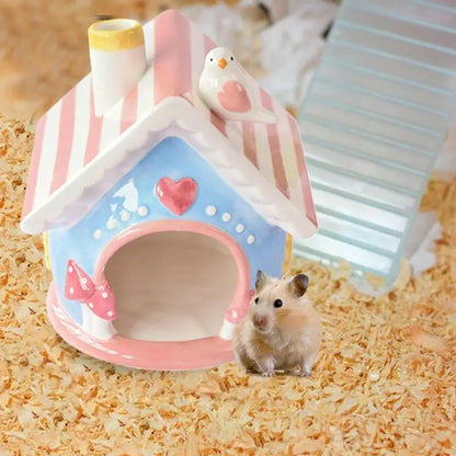 Adorable Ceramic Hamster Hiding Home