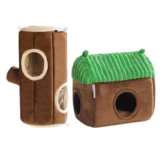 Small pet cozy tube, and plush house