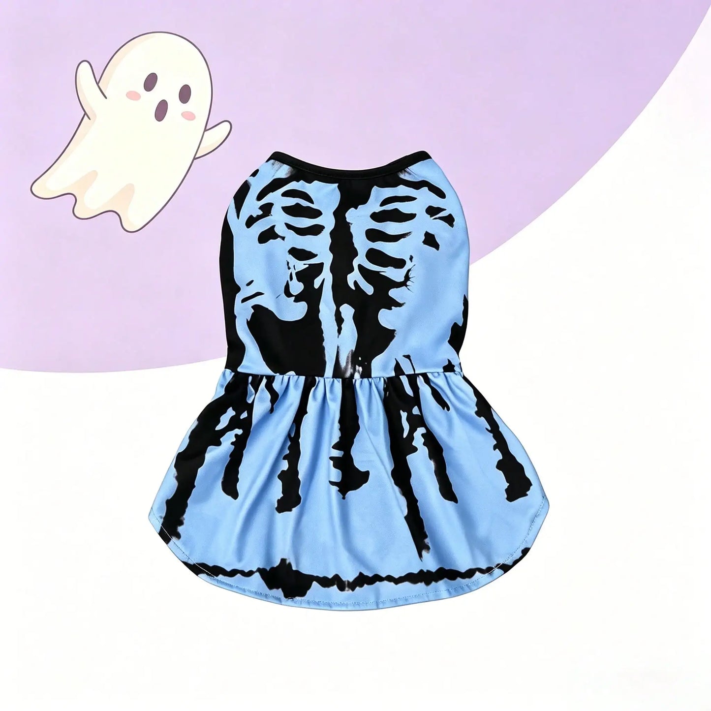 Halloween Light Blue Skeleton Pet Dress
